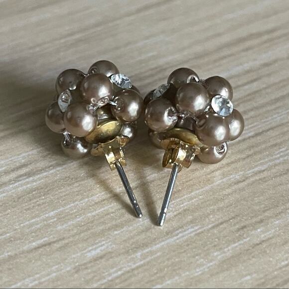 Gold and Crystal Fireball Stud Earrings - Picture 3 of 3